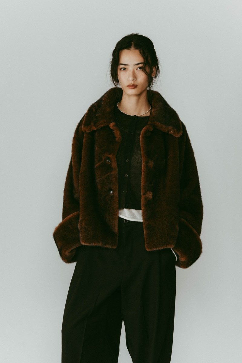 お値下げ可能！knuth marf point collar fur coat point collar fur coat/brown | KNUTH MARF