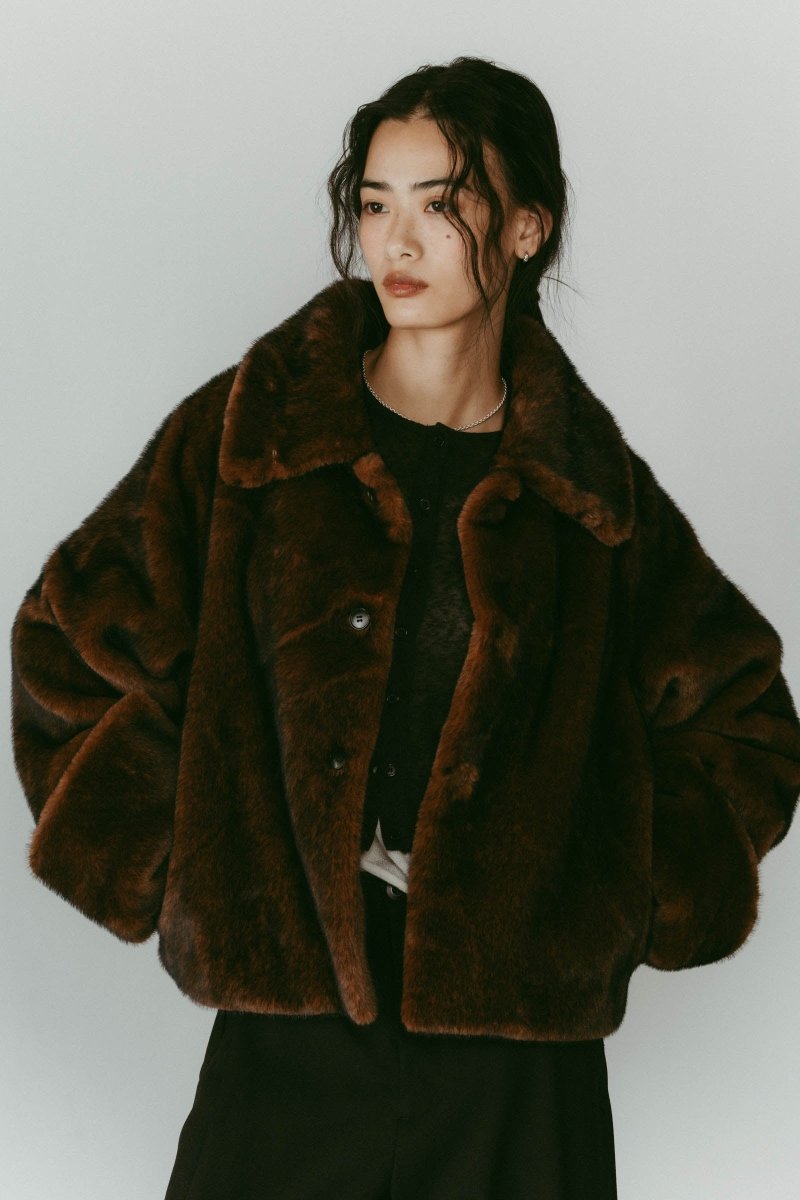 point collar fur coat/brown - KNUTH MARF