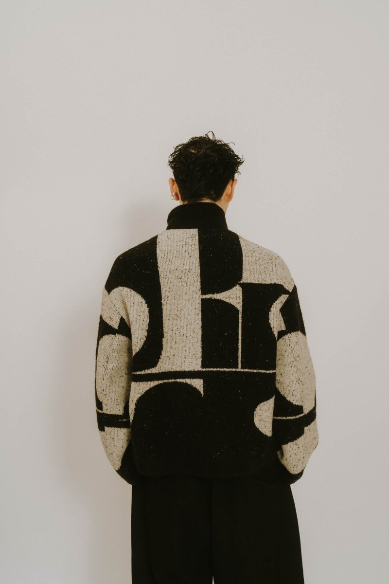  - Pre order sales - accent pattern knit jacket(unisex)/black(Shipping 12/27~) - KNUTH MARF