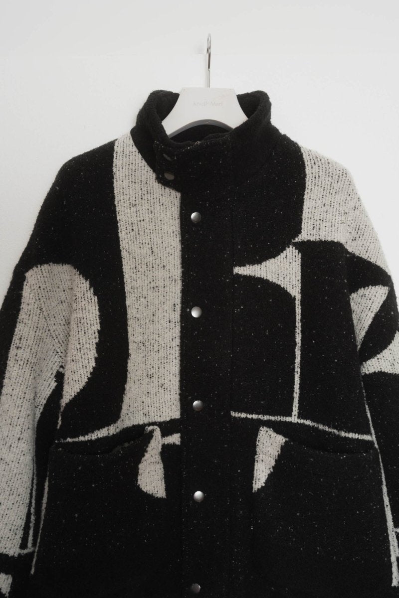  - Pre order sales - accent pattern knit jacket(unisex)/black(Shipping 12/27~) - KNUTH MARF