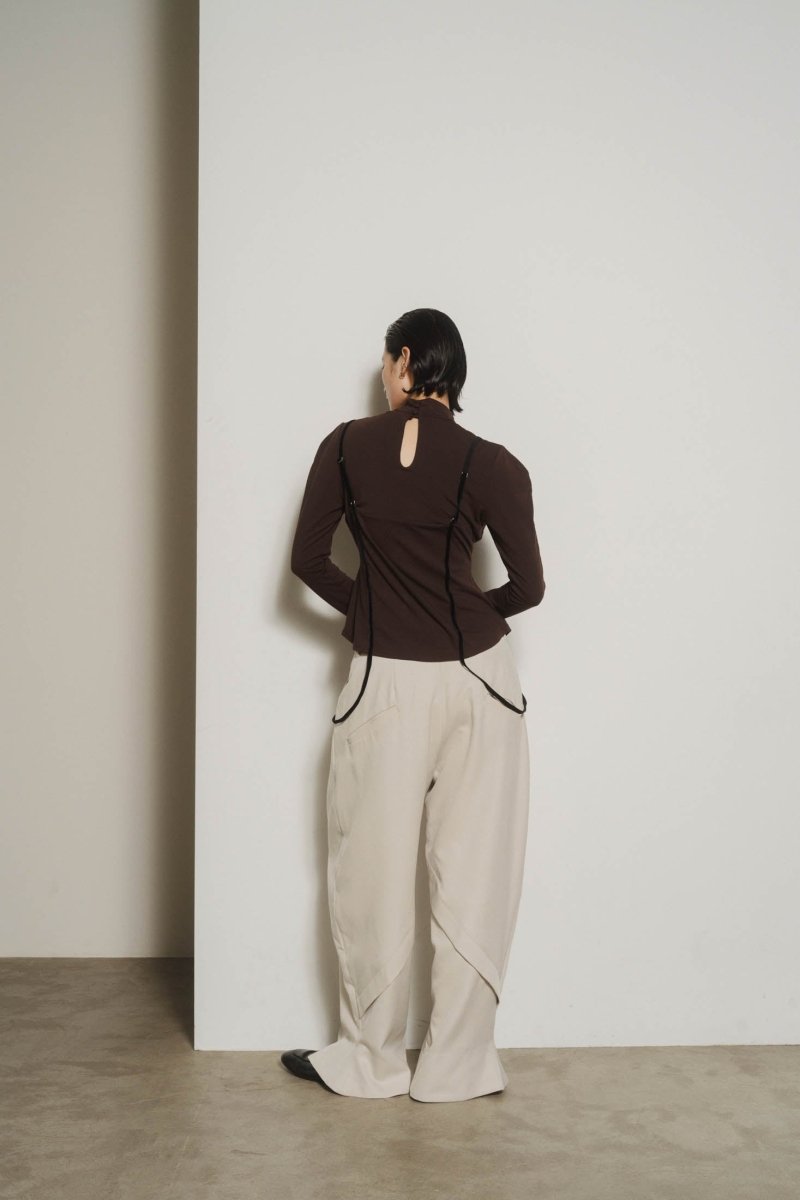 puff sleeves docking tops/gray,brown - KNUTH MARF