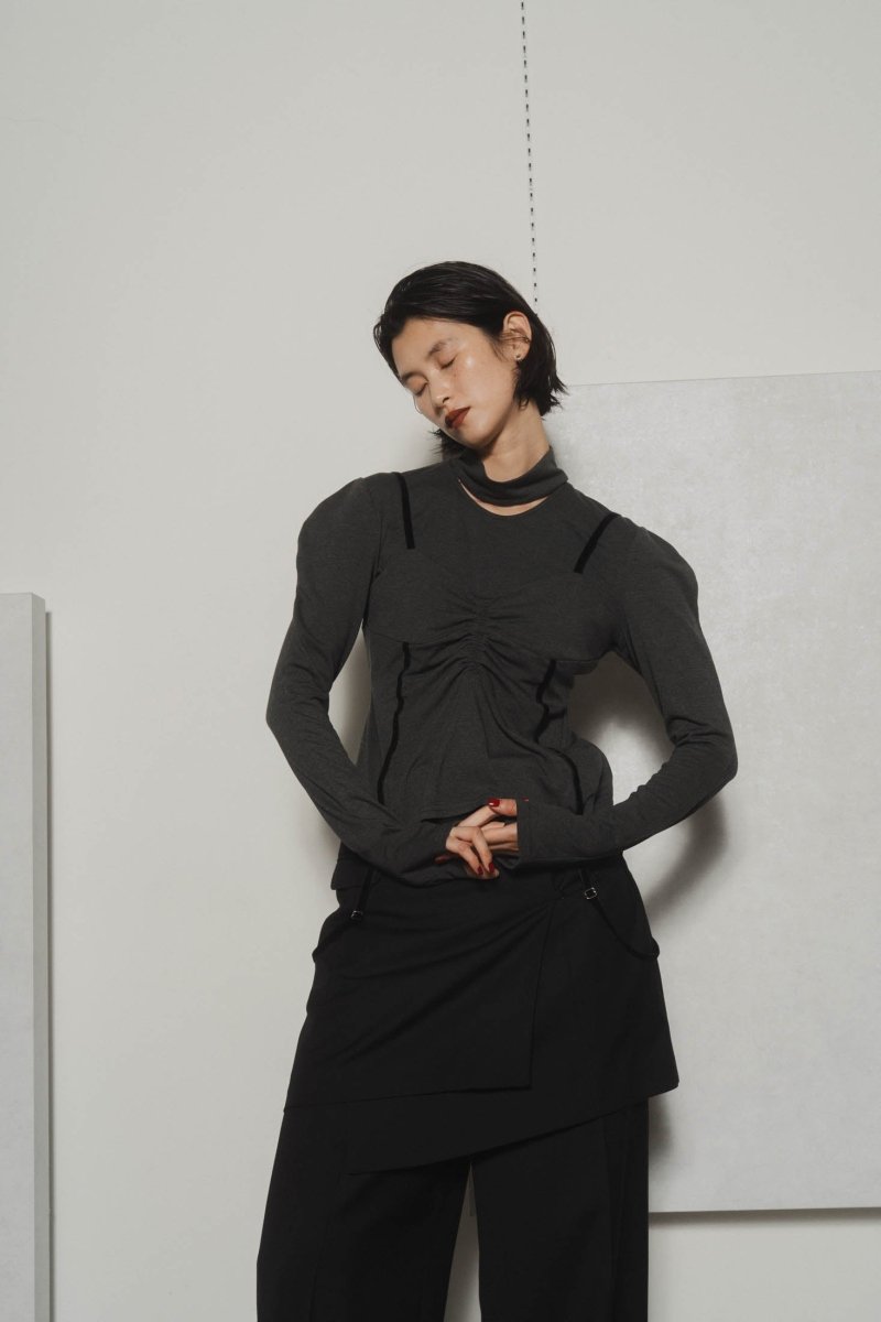 puff sleeves docking tops/gray,brown - KNUTH MARF