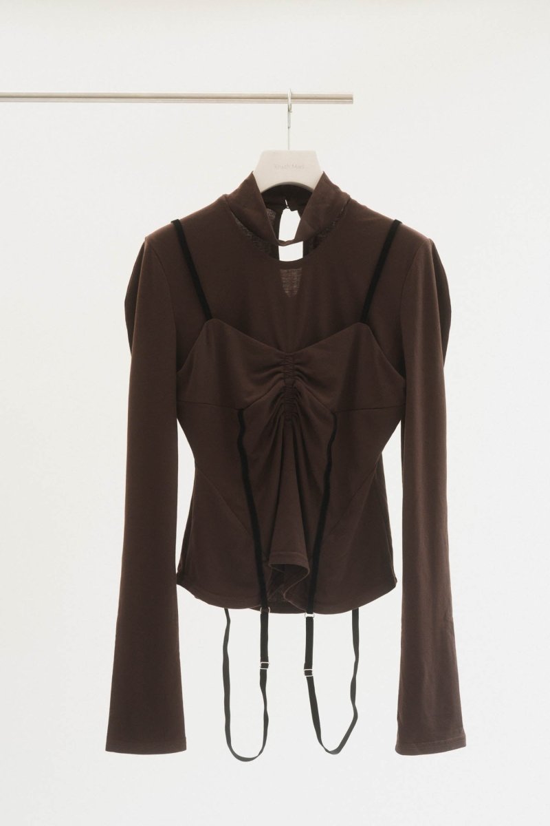 puff sleeves docking tops/gray,brown - KNUTH MARF