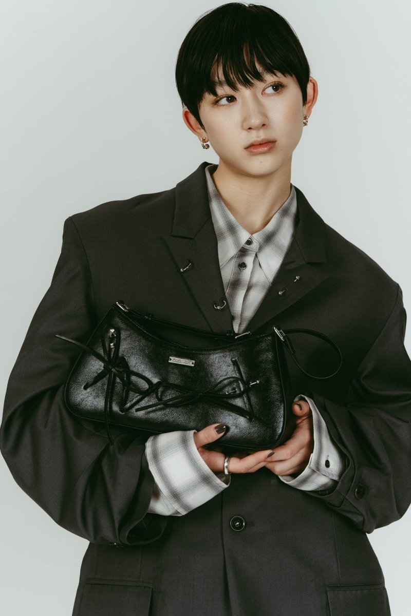 ribbon accent bag/black - KNUTH MARF