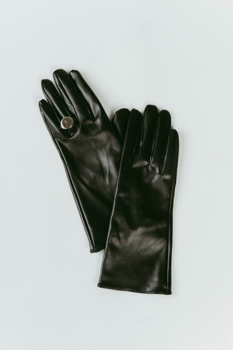 ringed leather gloves/black - KNUTH MARF