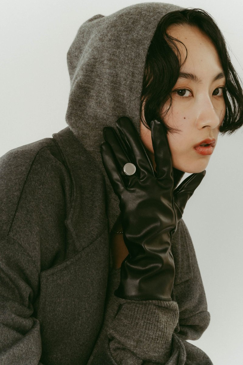 ringed leather gloves/black - KNUTH MARF