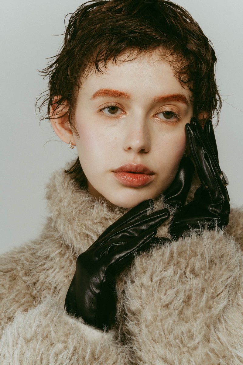 ringed leather gloves/black - KNUTH MARF