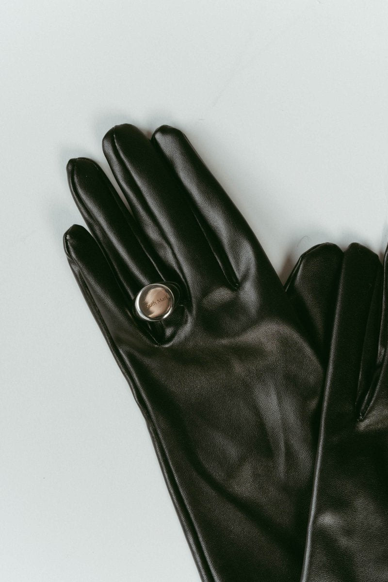 ringed leather gloves/black - KNUTH MARF