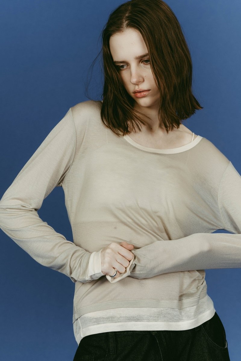 round neck layered top/beige - KNUTH MARF