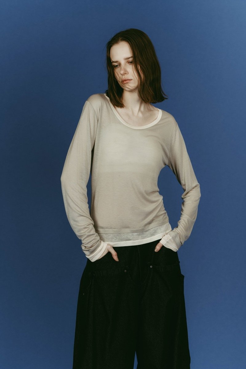 round neck layered top/beige - KNUTH MARF