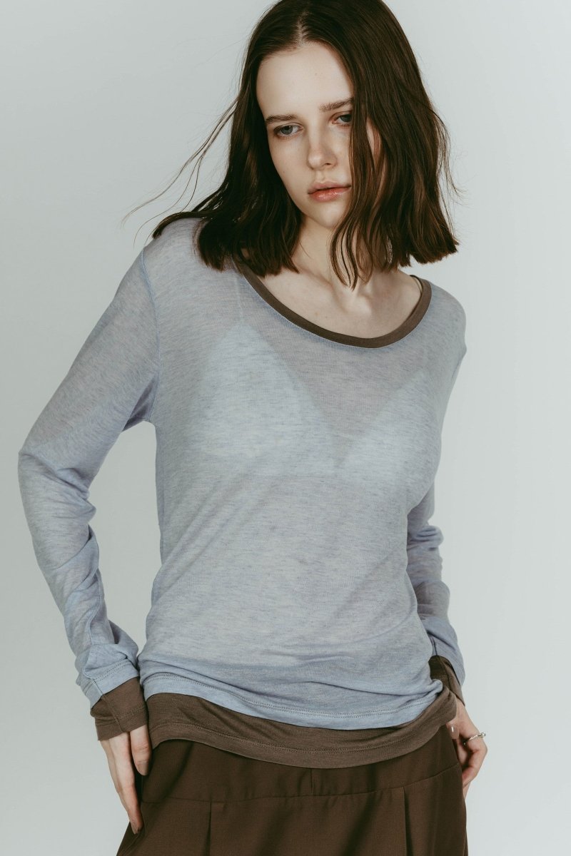 round neck layered top/blue - KNUTH MARF
