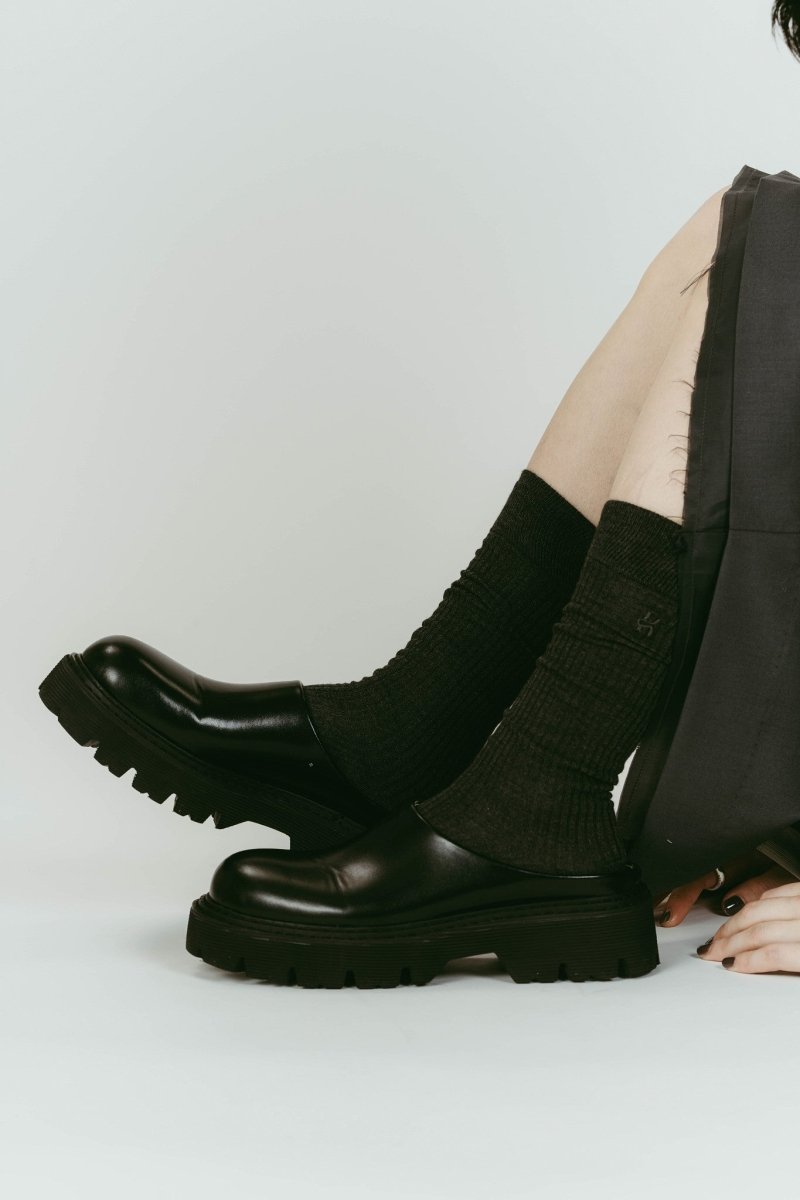 round toe sabot sandals/black - KNUTH MARF