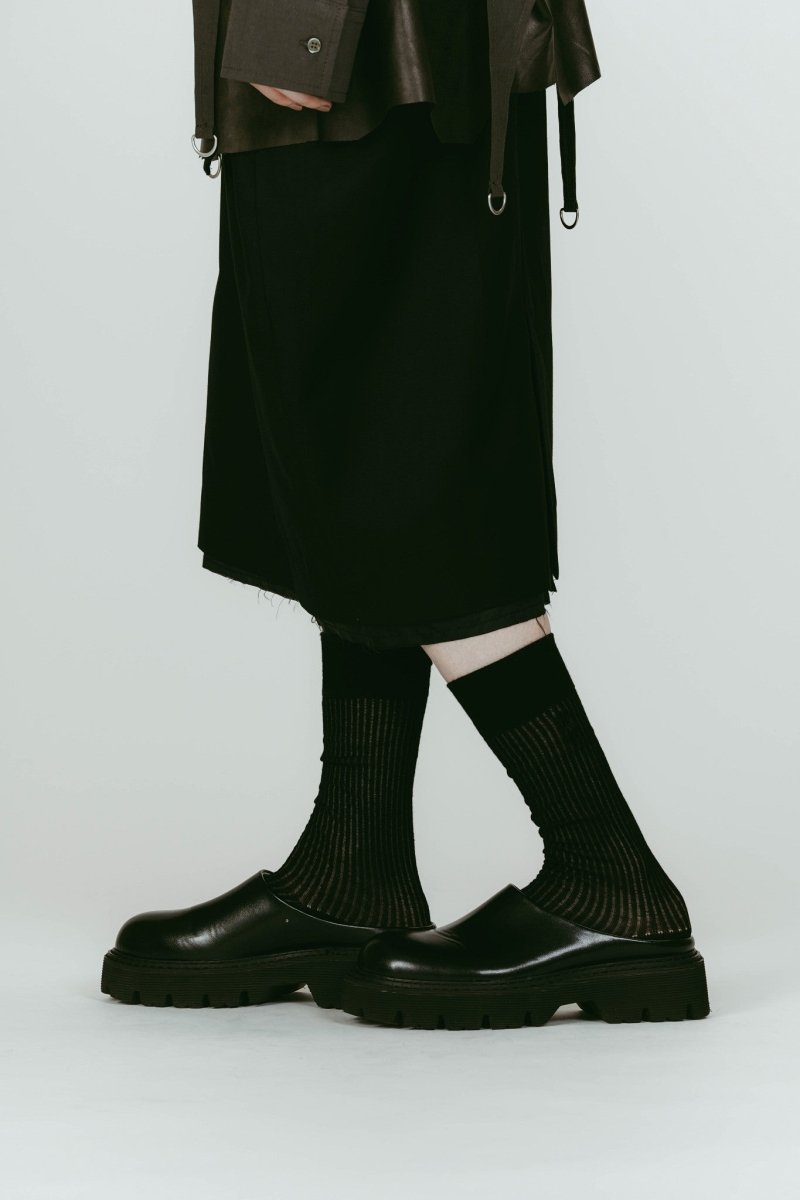 round toe sabot sandals/black - KNUTH MARF