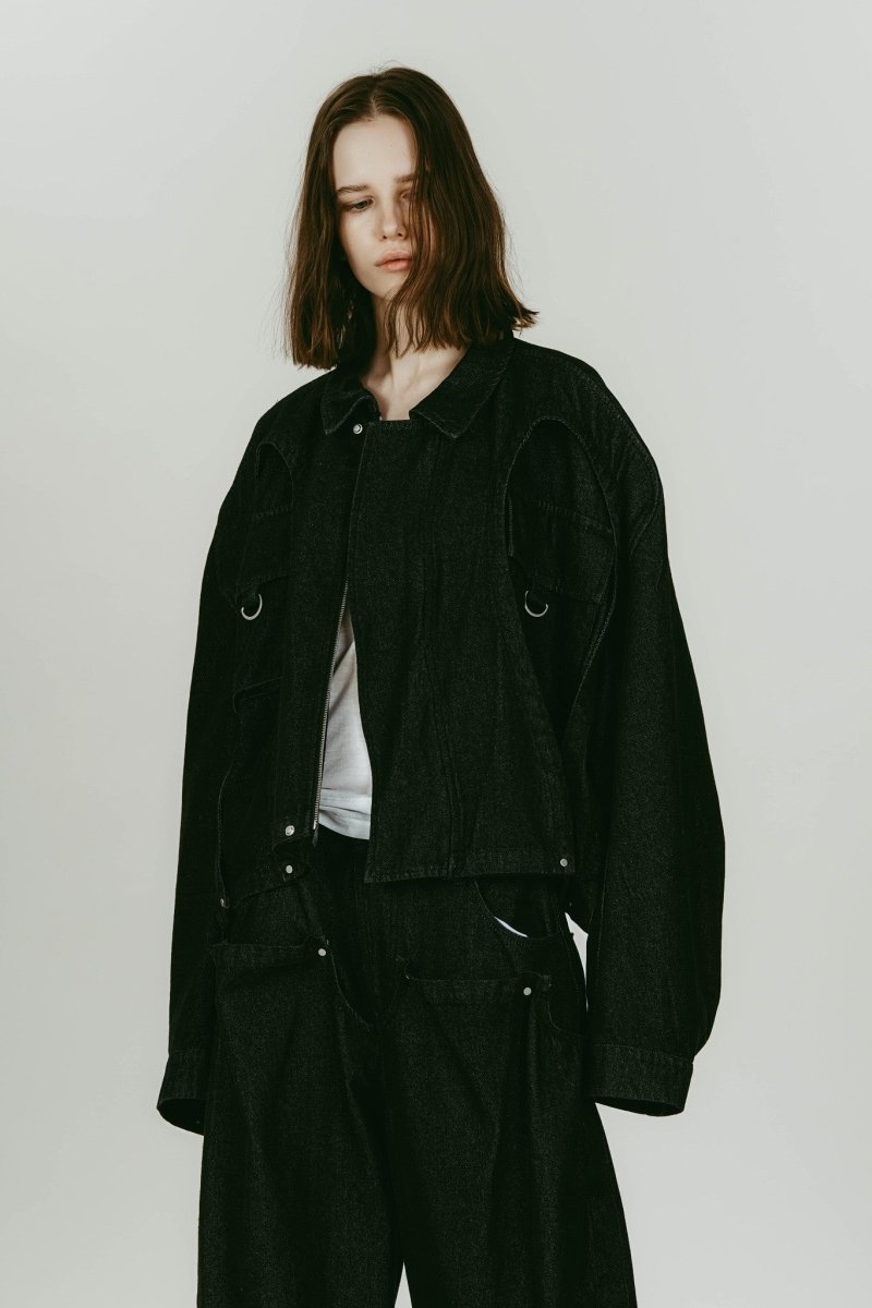 rounded pocket jacket(unisex)/black - KNUTH MARF