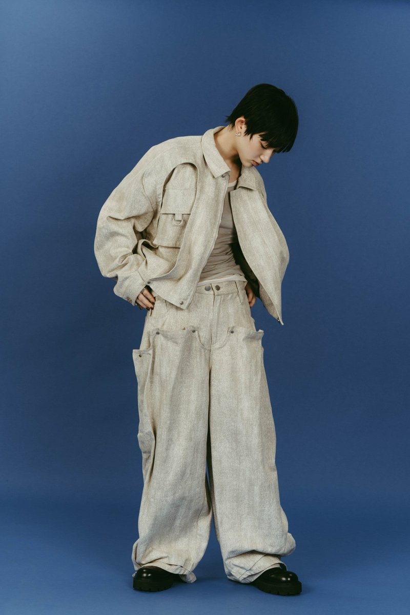 rounded pocket jacket(unisex)/greige | KNUTH MARF