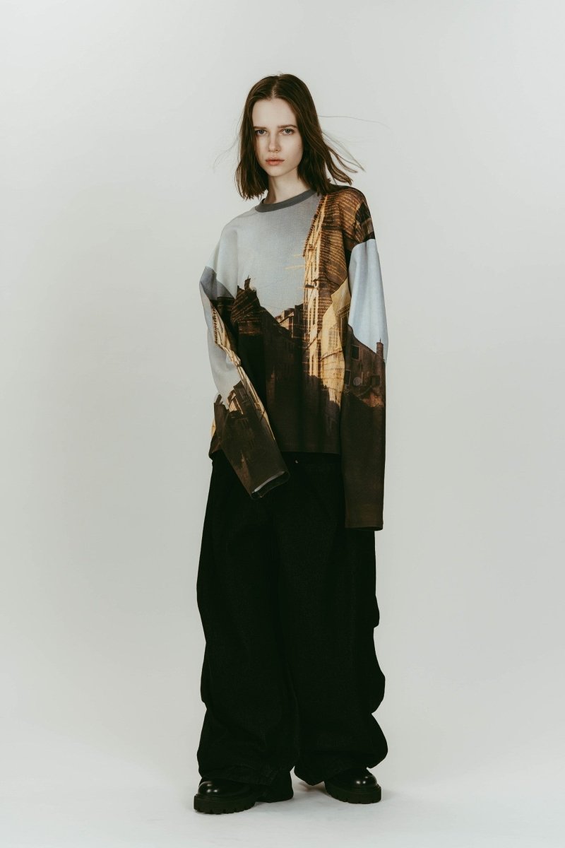 scenery print long sleeve tee/croatia - KNUTH MARF