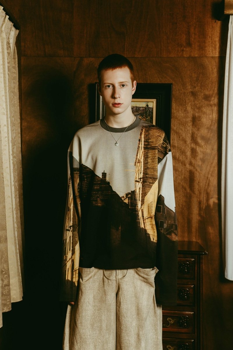 scenery print long sleeve tee/croatia - KNUTH MARF