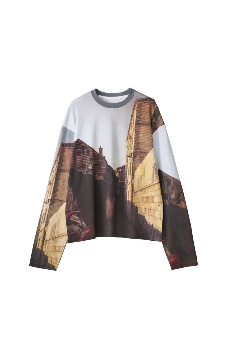 scenery print long sleeve tee/croatia - KNUTH MARF