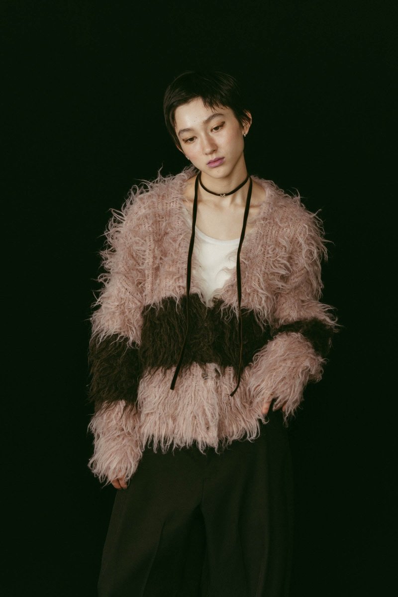 shaggy cardigan/gray,pink - KNUTH MARF