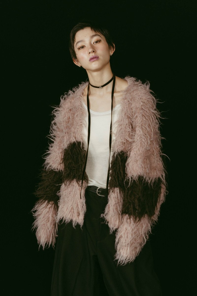 shaggy cardigan/gray,pink - KNUTH MARF