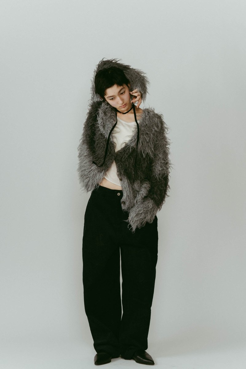 shaggy cardigan/gray,pink - KNUTH MARF
