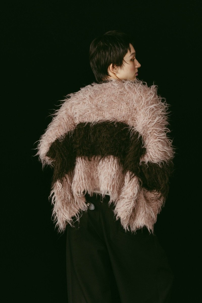shaggy cardigan/gray,pink - KNUTH MARF