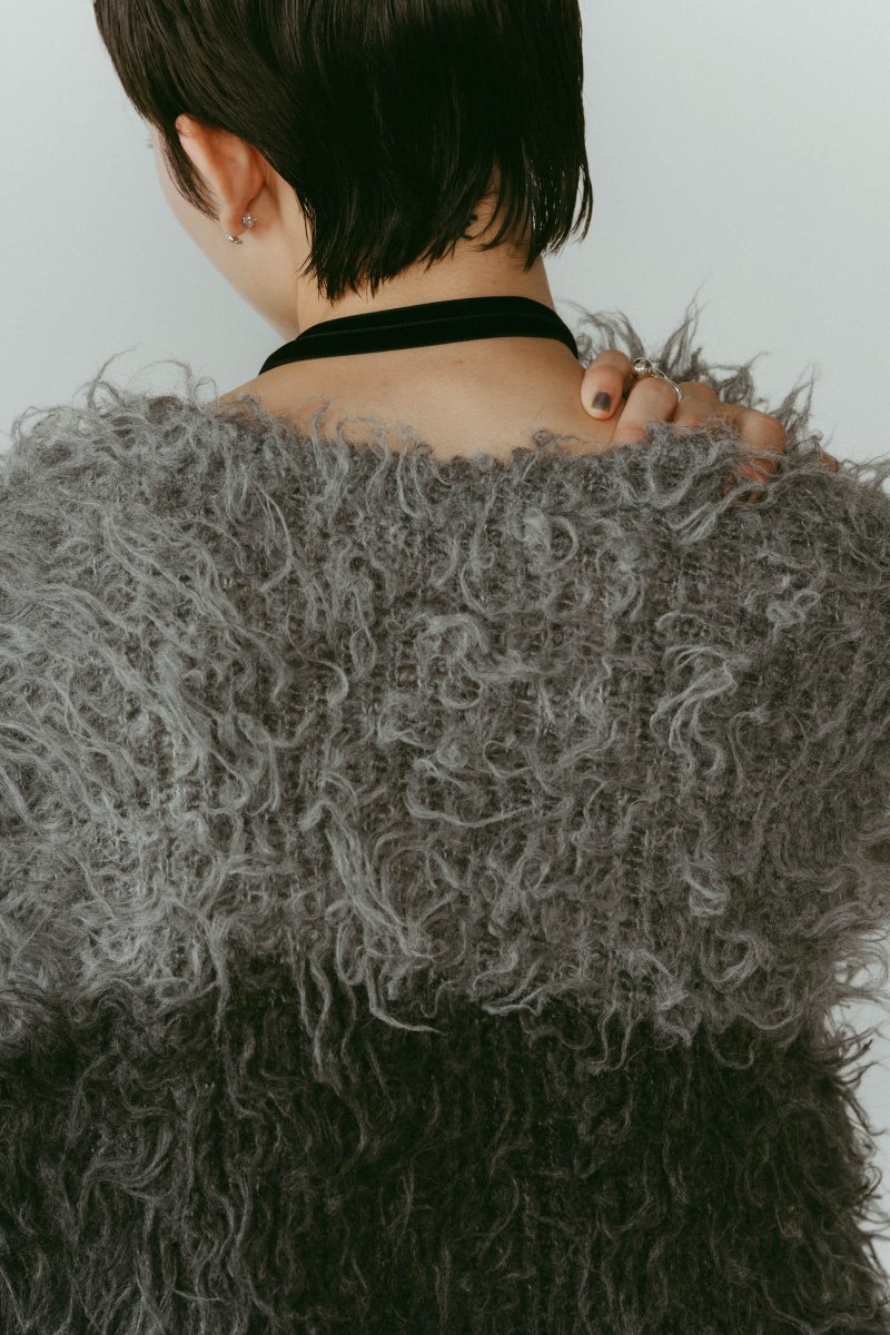 shaggy cardigan/gray,pink - KNUTH MARF