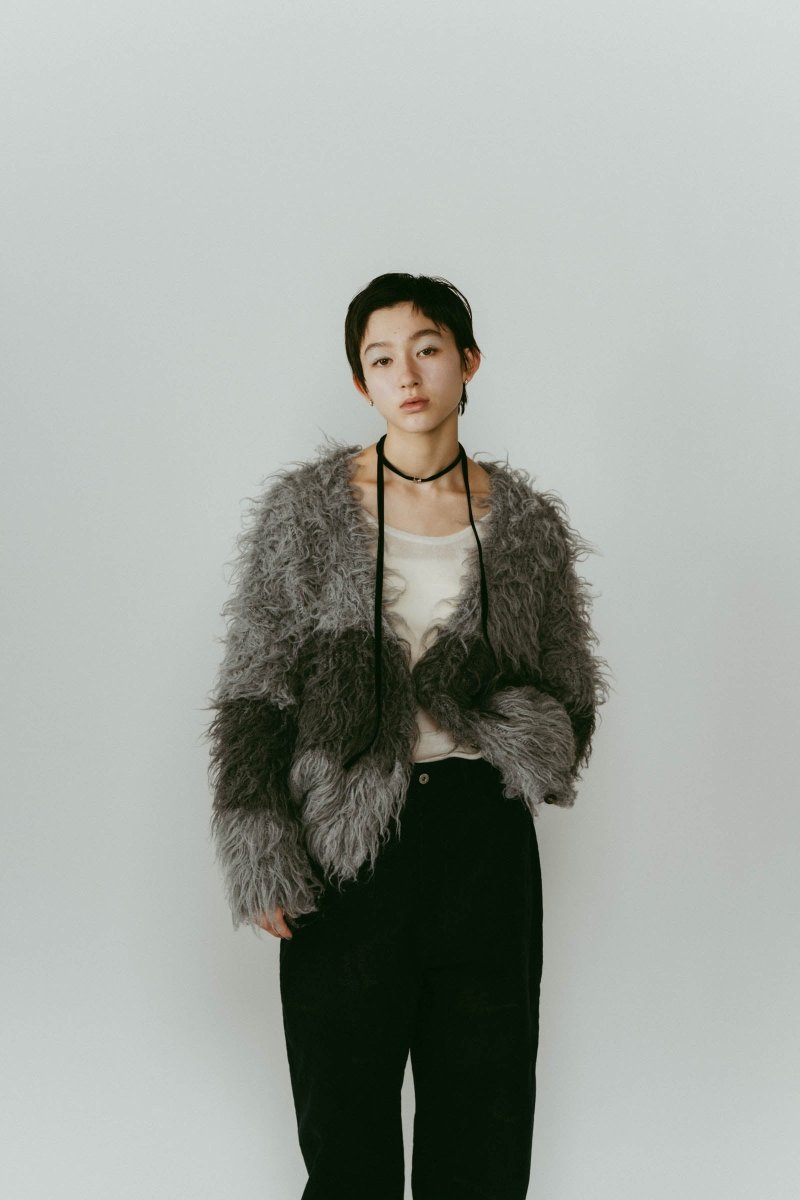 shaggy cardigan/gray,pink - KNUTH MARF