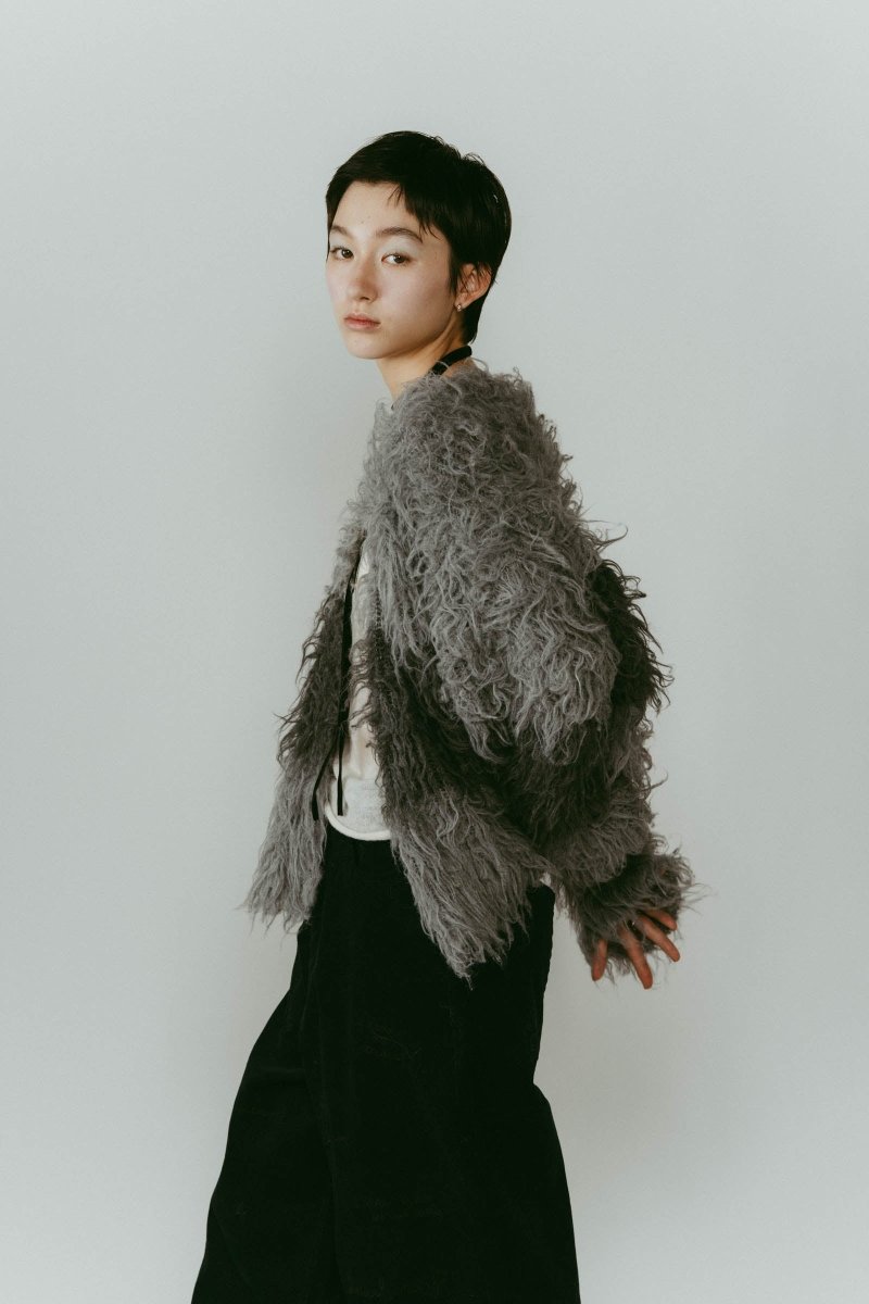 shaggy cardigan/gray,pink - KNUTH MARF