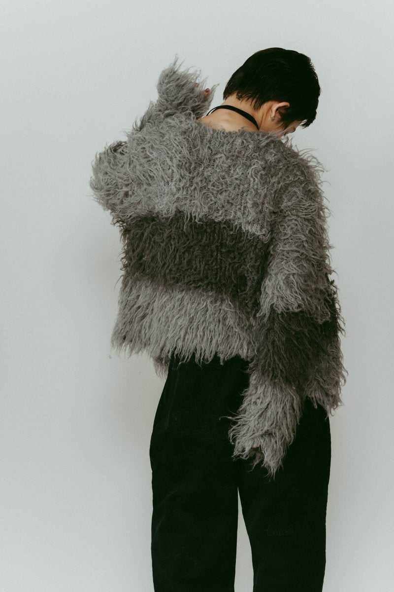 shaggy cardigan/gray,pink - KNUTH MARF