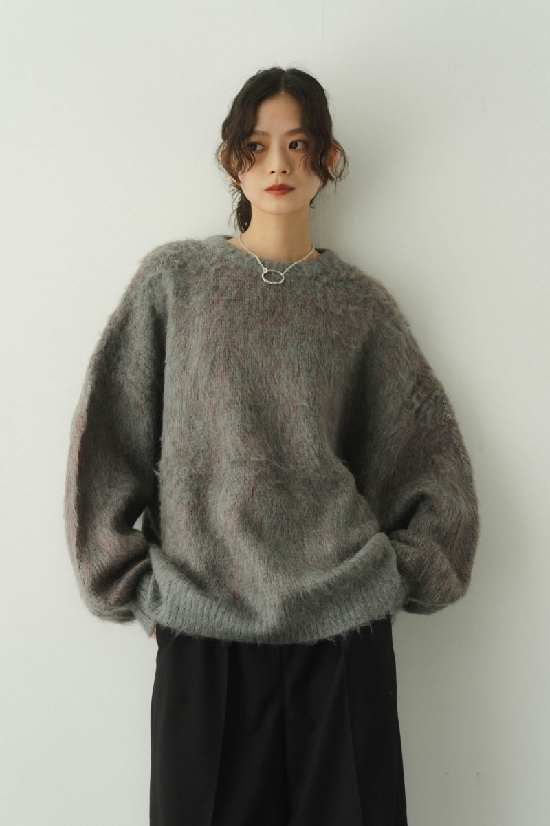 shaggy flower knit(unisex)/gray - KNUTH MARF