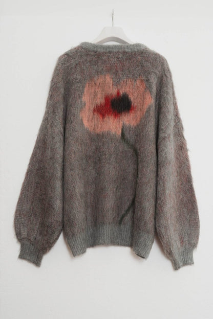 shaggy flower knit(unisex)/gray - KNUTH MARF