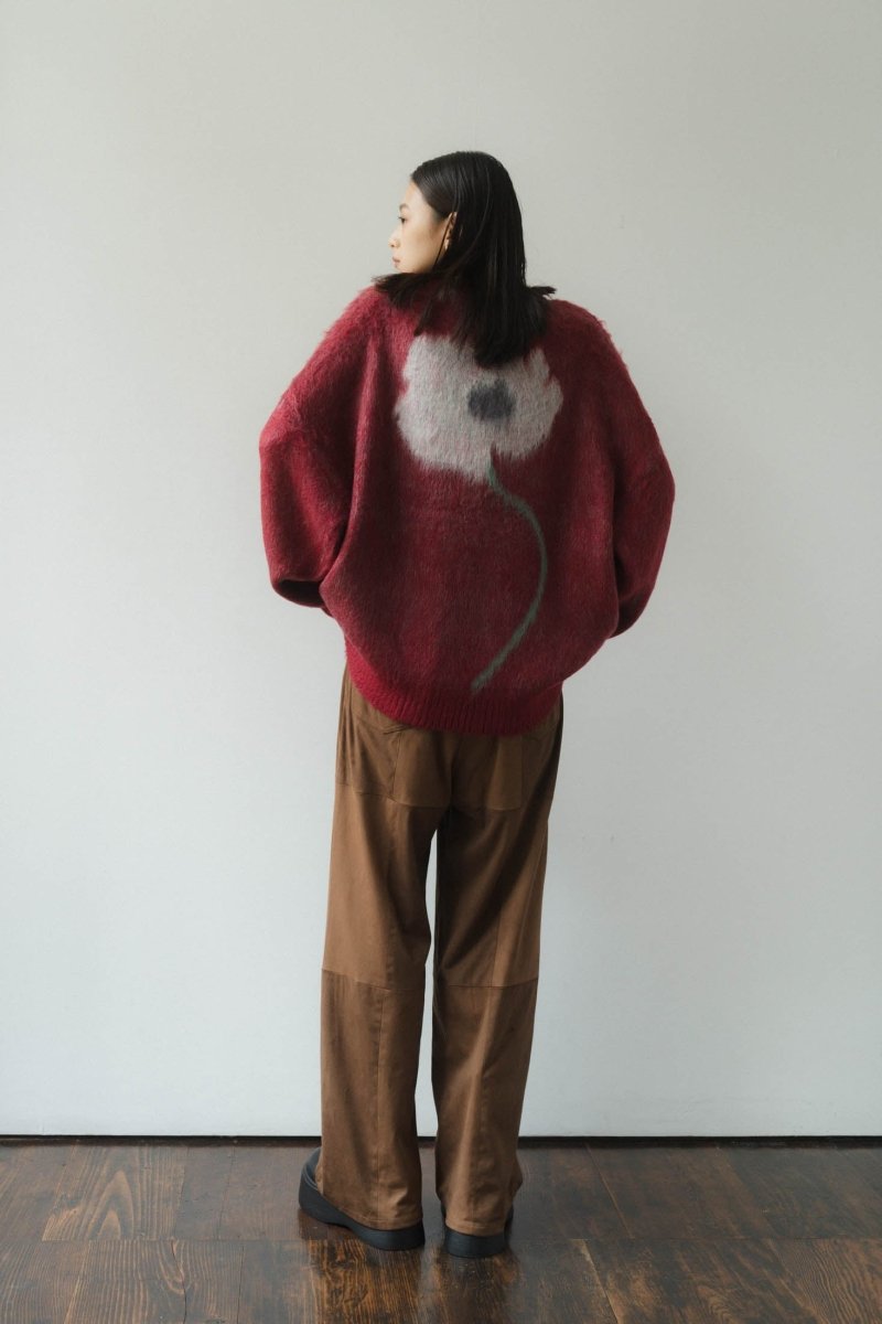 shaggy flower knit(unisex)/red - KNUTH MARF