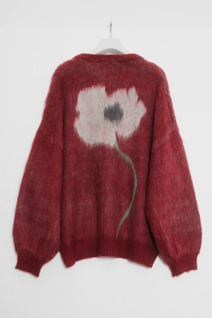 shaggy flower knit(unisex)/red - KNUTH MARF