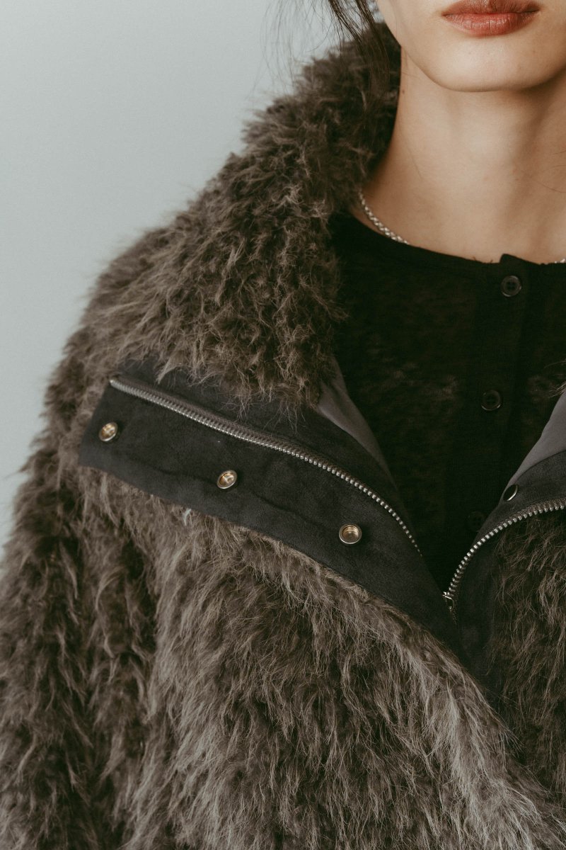 shaggy stand collar coat/gray - KNUTH MARF