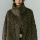 shaggy stand collar coat/gray - KNUTH MARF