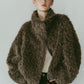 shaggy stand collar coat/gray - KNUTH MARF