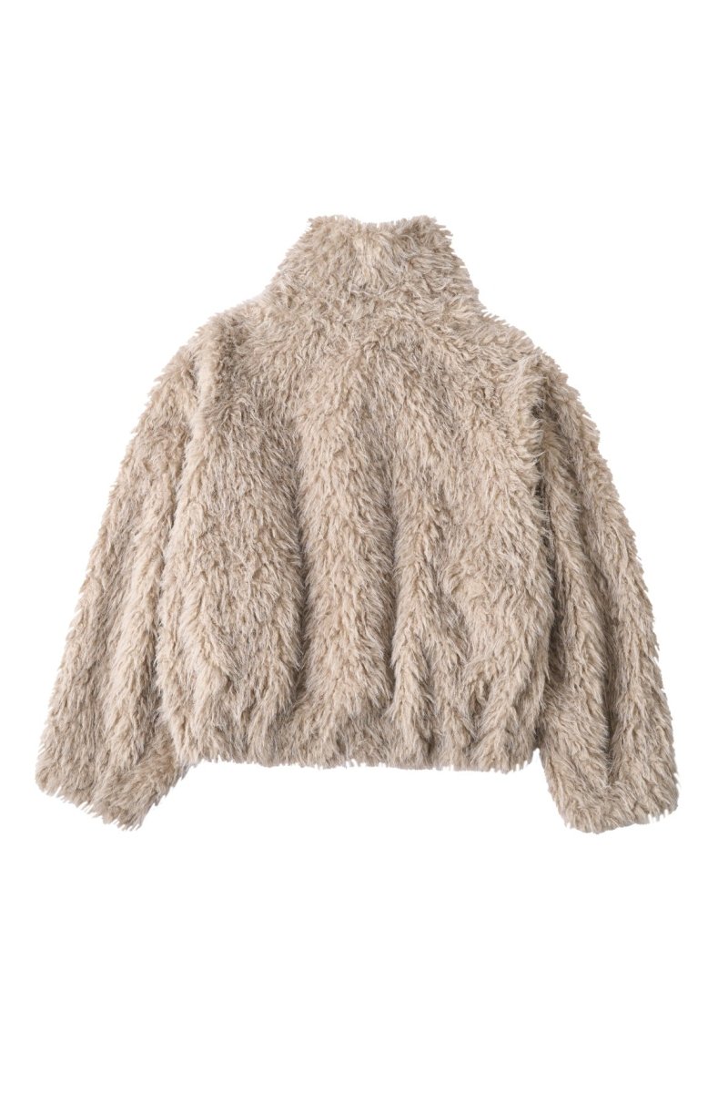 shaggy stand collar coat/ivory - KNUTH MARF