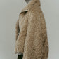 shaggy stand collar coat/ivory - KNUTH MARF