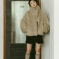 shaggy stand collar coat/ivory - KNUTH MARF