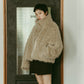 shaggy stand collar coat/ivory - KNUTH MARF