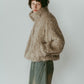 shaggy stand collar coat/ivory - KNUTH MARF