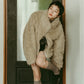 shaggy stand collar coat/ivory - KNUTH MARF