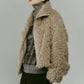 shaggy stand collar coat/ivory - KNUTH MARF