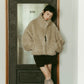 shaggy stand collar coat/ivory - KNUTH MARF