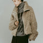 shaggy stand collar coat/ivory - KNUTH MARF