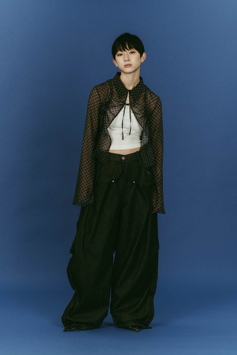 sheer collared blouse/black - KNUTH MARF