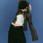 sheer collared blouse/black - KNUTH MARF