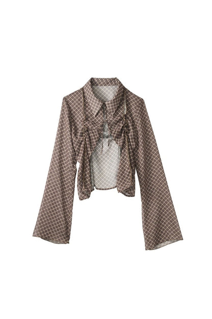 sheer collared blouse/vintageyellow - KNUTH MARF