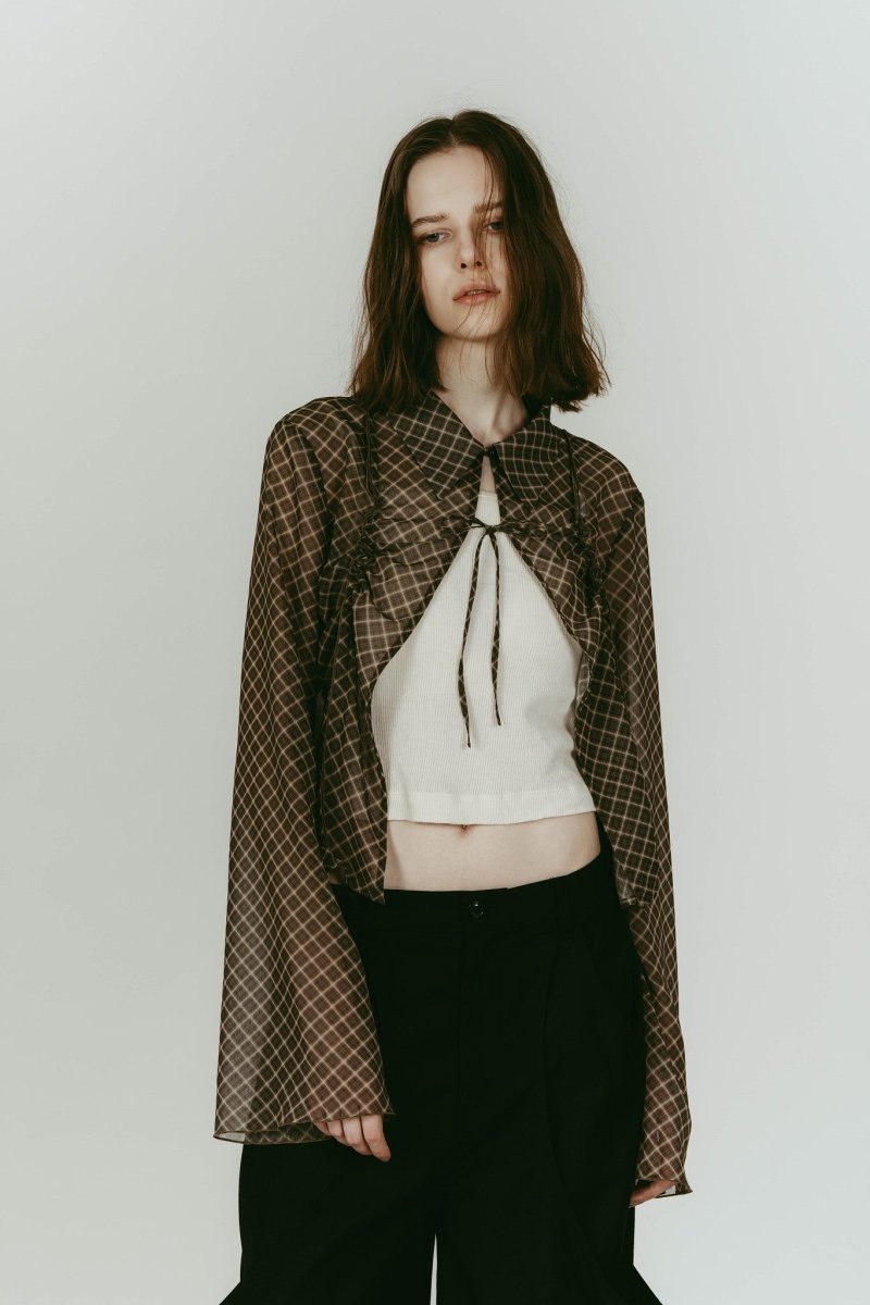 sheer collared blouse/vintageyellow - KNUTH MARF